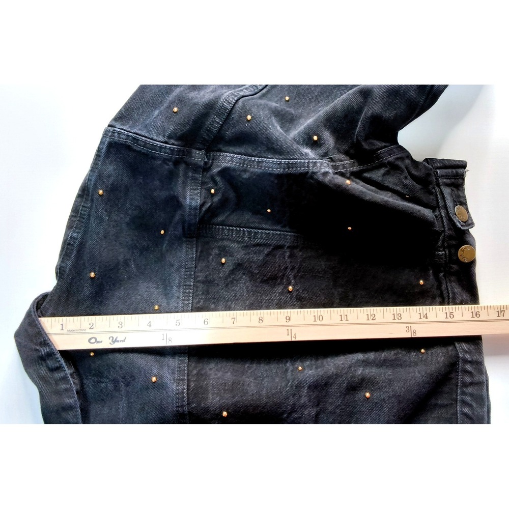 Paris Blues Denim Jacket Women Medium Black Vintage Cropped Studded - Picture 12 of 14
